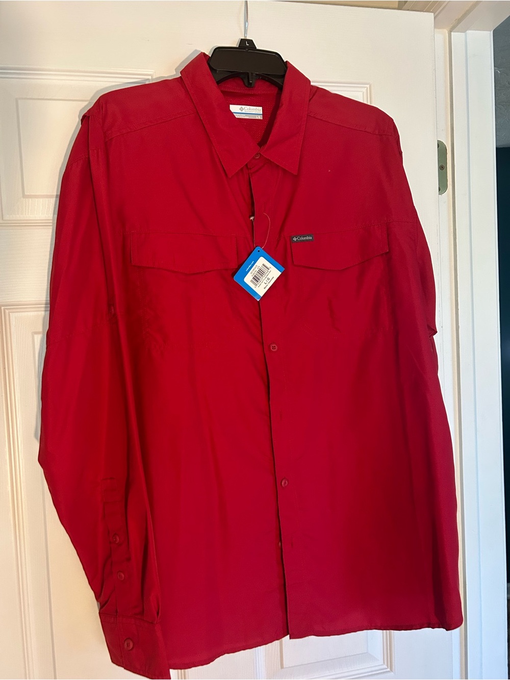 Columbia Men's Button-Down Long Sleeve Shirt in Red